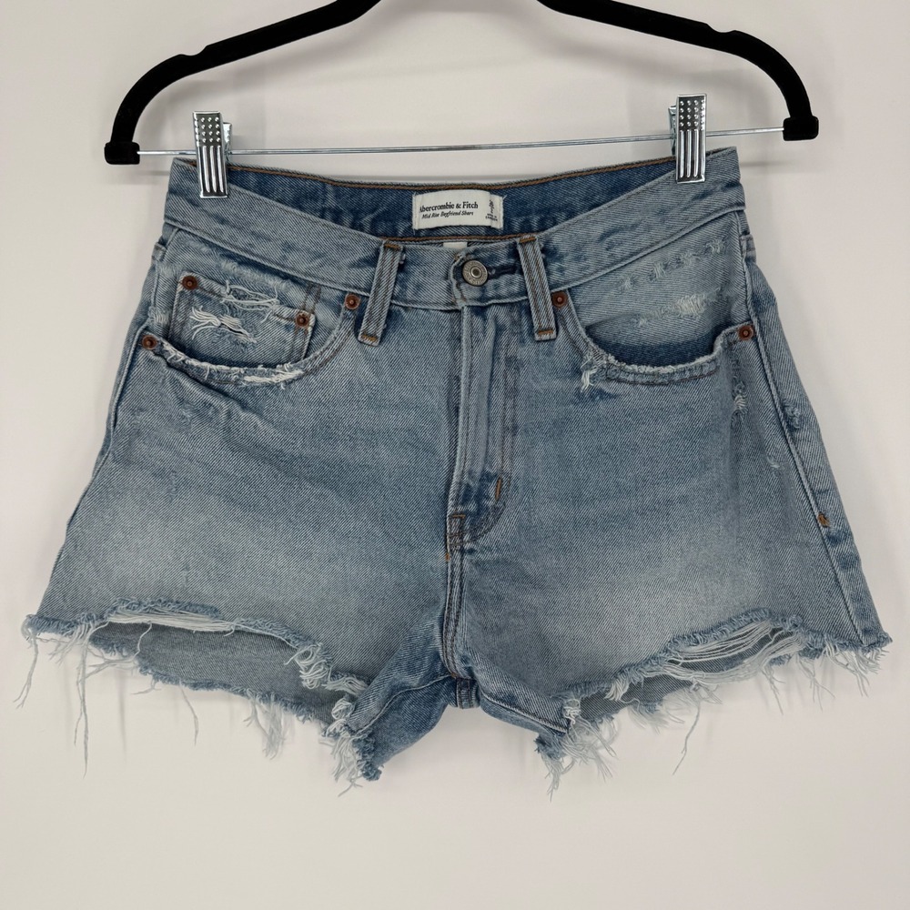 Abercrombie & Fitch Light Blue Distressed Denim Jean Shorts